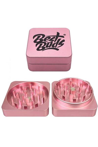 OEM Grinder Best Buds Flat Patrat Flamingo aluminiu premium roz 2 Parti Ø50mm