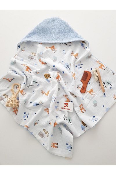 ilkimbebe Ceylanlı Muslin Double Sided Swaddle Baby Towel 80X80