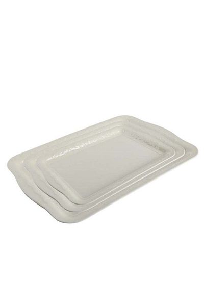 Trust 3-Piece Melamine Serving Tray Set Small Size 35CM, Medium Size 40CM & Large Size 45CM Beige