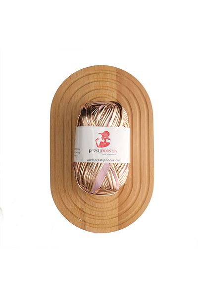 Prestij Boncuk Premium Leather Look Metallic Combed Cotton Thread Bag and Hobby Knitting Thread Double Sided Rose Color