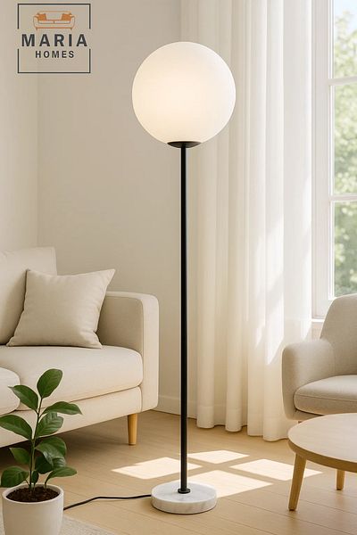 MARIA HOMES Modern Globe Floor Lamp with Marble Base