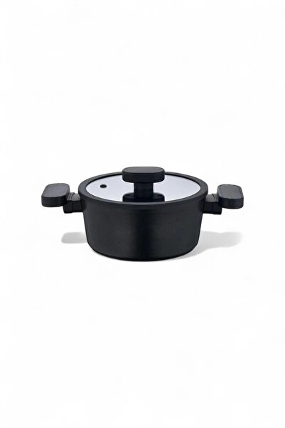ALBETTO Signature Granite Crush Deep Pot Black 20cm Silicone Rim Lid