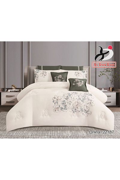 XI DUO Luxury embroidered microfiber comforter set, high quality, suitable for all seasons, 8 pieces