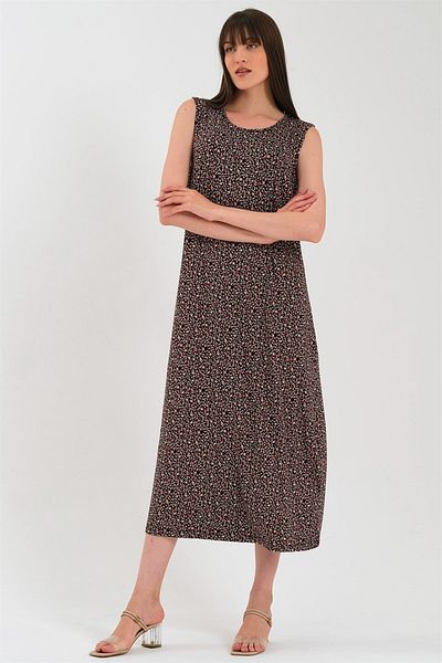 Avones Women's Lycra Viscose Small Floral Midi Length Dress