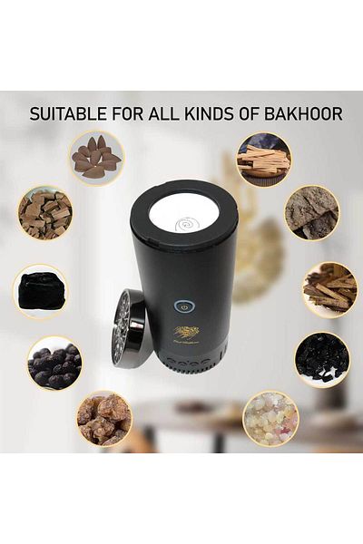 D&H New Style Type-C Power Incense Burner Bukhoor With Quran Speaker And Bluetooth Speaker Black
