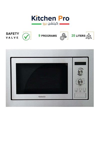 kitchen Pro Built-in Microwave with Grill - 25 Liters - 9 Programs - 5 Functions - Silver - KP-25MW