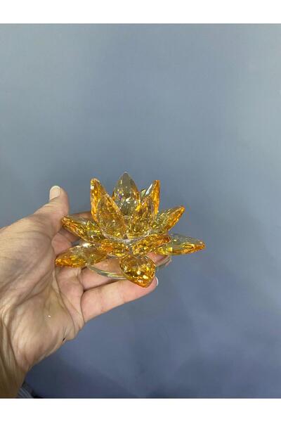 elif aksesuar Kristal Cam Lotus Dekoratif Mumluk Orta 12*12*6cm