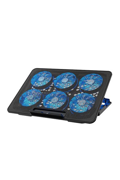 zyteq ZYTEQ®️ S6 laptop cooler, 6 silent fans, adjustable speed, phone holder, black