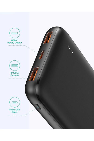 AUKEY Power Bank 20w Pd 10,000 Mah & Usb-c Pb-n73s Black