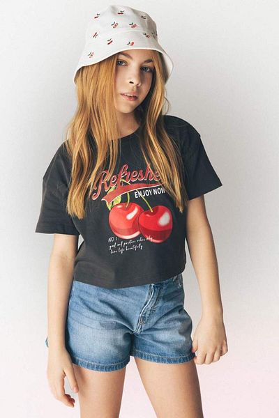 DeFacto New Season Girl's Crew Neck Printed Short Sleeve T-Shirt