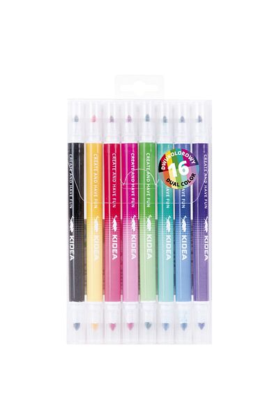 Kidea Set of 8 markers, double-ended, 16 colors, Kidea FD16KKA