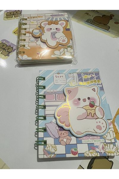 demirosa 2 Pcs A7 Size Mini Spiral Notebook with Cute Sticker Rabbit Cover