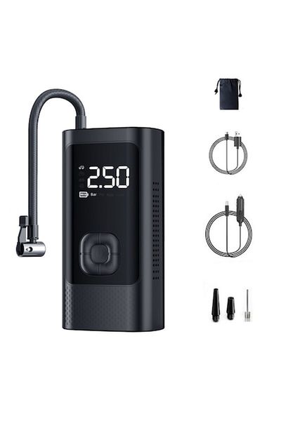 zyteq Compresor auto portabil, ZYTEQ, afisaj digital, lanterna LED, presiune maxima 150 PSI, negru