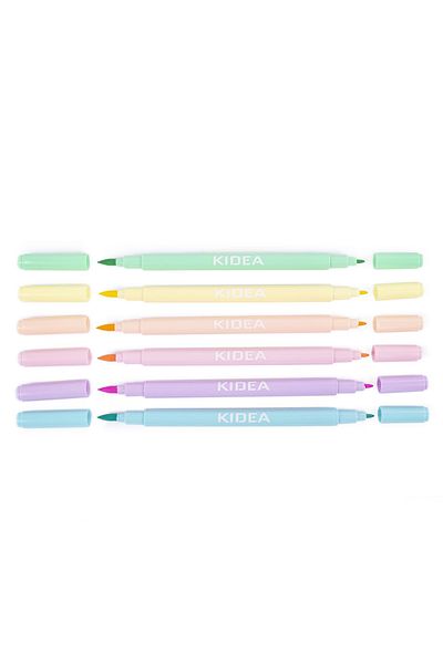 Kidea Set of 6 pastel markers, double-ended, Kidea FDPBB6KA