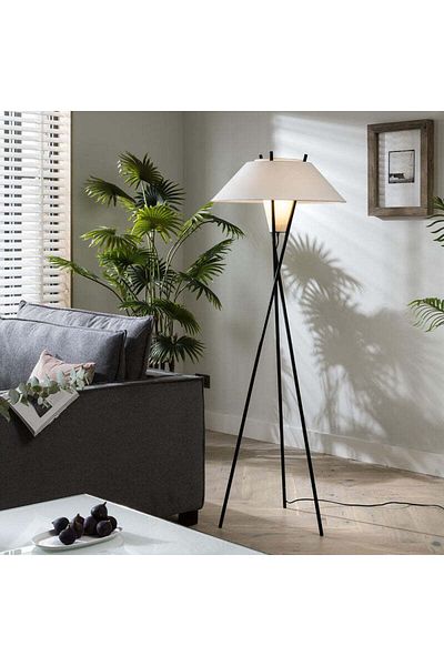 MARIA HOMES Modern Tripod Floor Lamp with White Cone Shade