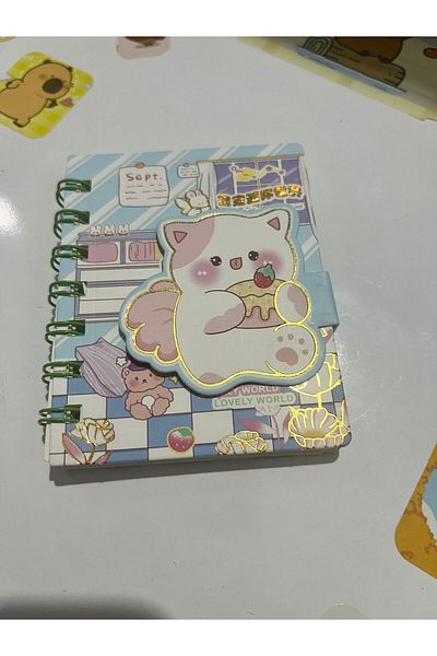 demirosa 1 Pcs A7 Size Mini Spiral Notebook with Cute Sticker Rabbit Cover