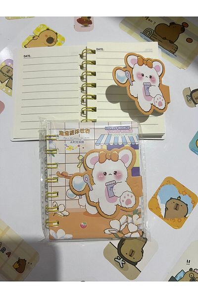 demirosa 1 Pcs A7 Size Mini Spiral Notebook with Cute Sticker Rabbit Cover