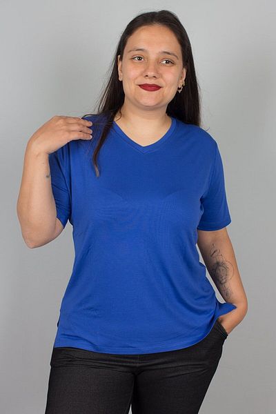 Truva XXL Saks V-Neck Lycra Viscose T-Shirt – Comfortable, Stylish and Breathable Fabric