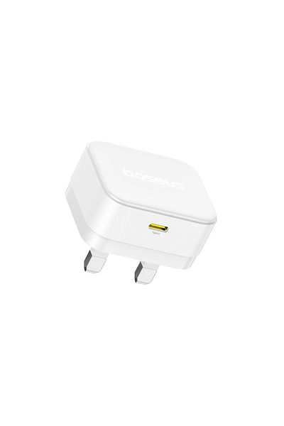 Baseus شاحن حائط سريع الشحن من Palm 30 واط PD Type-C - شاحن USB-C فائق السرعة مع قابس المملكة المتحدة - أبيض
