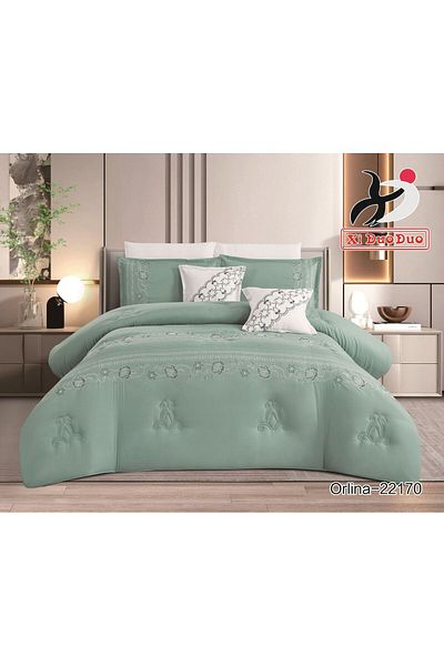 XI DUO Luxury embroidered microfiber comforter set, high quality, suitable for all seasons, 8 pieces