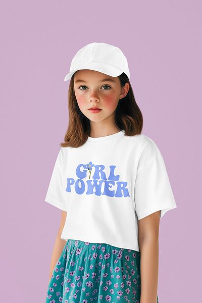 SEVBANO Tricou unisex pentru copii cu Girl Power Written (vârsta 1-12)