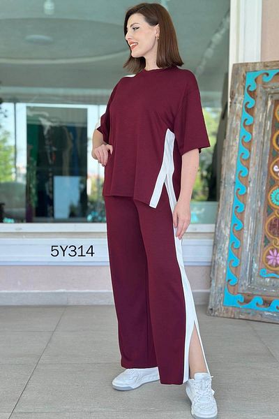 İnce Topuk Striped Slit Detail Modal Suit 5Y314