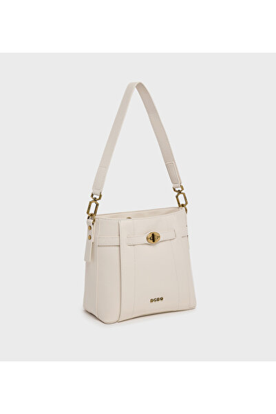 BCBG Off White Logo Detail Shoulder Bag
