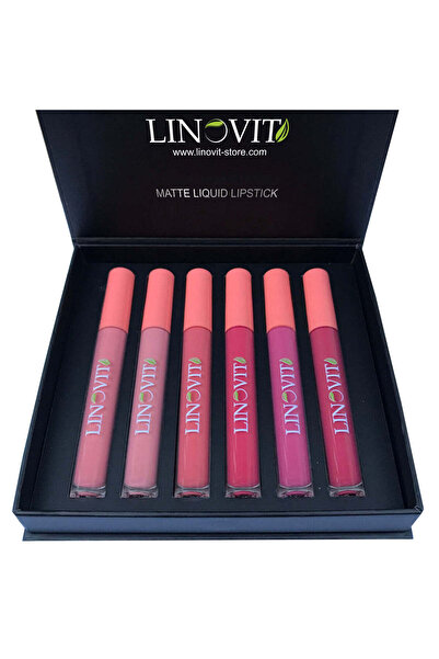Linovit Set de 6 rujuri mate, rezistente la transfer, rezistente la apă, 6 x 2,5 ml, roz, nud