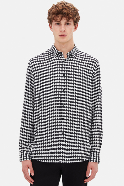 Tween Slim Fit Siyah Baskılı Gömlek