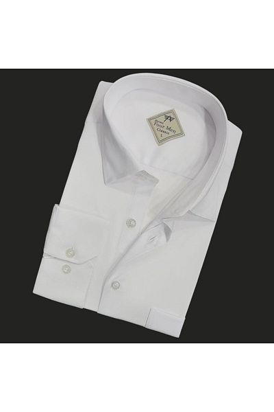GÖMLEK GALERİSİ Men's Classic Relaxed Fit Plain White Cotton Long Sleeve Shirt