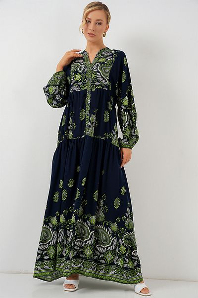 Bigdart 2423 Φόρεμα Hijab με αυθεντικό σχέδιο - Navy Blue 13