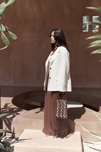 BOHEMAİ Brenna Λευκό Λινό Μπλέιζερ