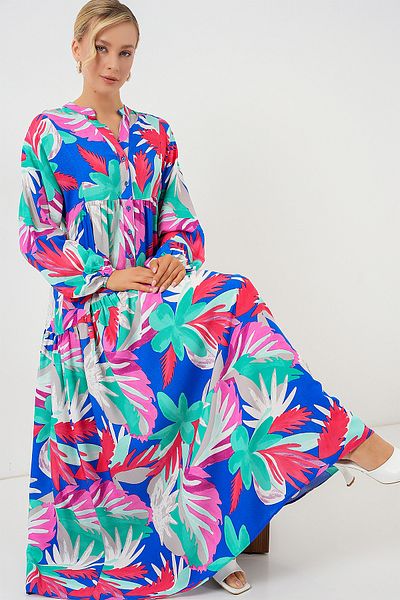 Bigdart 2423 Φόρεμα Hijab με αυθεντικό σχέδιο - Ροζ