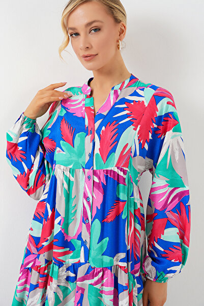 Bigdart 2423 Authentic Patterned Hijab Dress - D.Pink