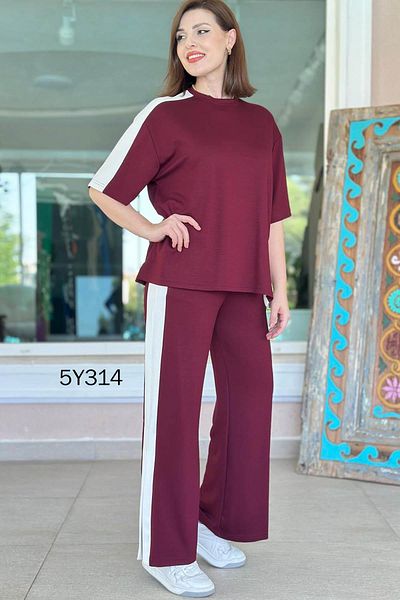 İnce Topuk Striped Slit Detail Modal Suit 5Y314