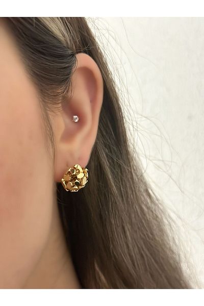 MyladyAccessoriess Geometric Detailed Ball Steel Earrings