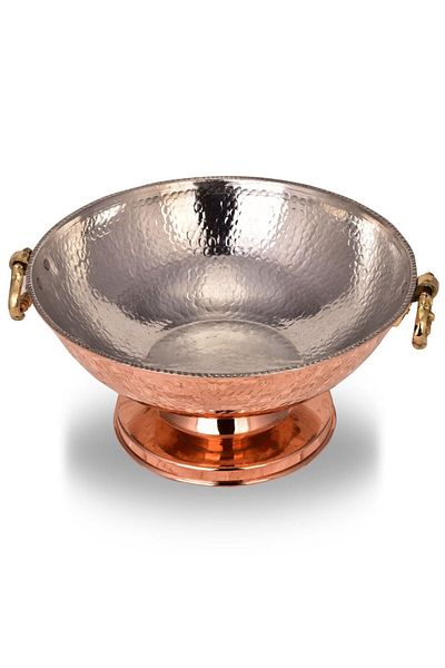 OEM Handmade copper punch bowl with handles 2500 ml CTR68