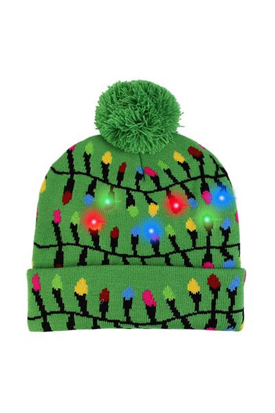 Linomag Fes Hat with LED Lights on/off and Winter/Christmas Print, Lights, UNISEX, ONE SIZE, Multicolor