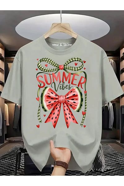 New Shine 1 T-Shirt Is a Gift for Purchases of 6 or More in the Cart - Summer Vibes Printed Oversize T-Shirt