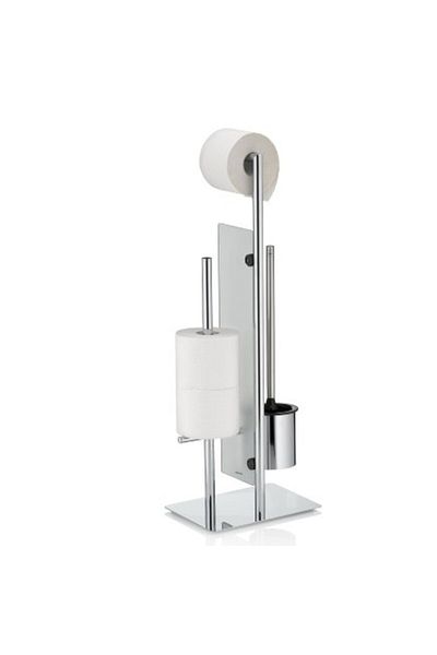Kela Style toilet set with spare roll holder, shiny metal 26x18x71cm