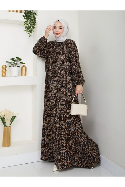 Nevayla Moda Φόρεμα βισκόζης με συσπειρωμένο μπροστινό μέρος - Indigo / E0130