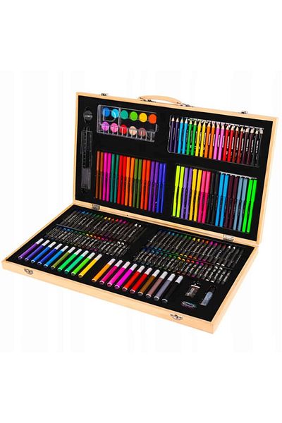 Avex Set 180 piese pentru desen pentru copii sau adulti, creioane colorate, vopsele si markere
