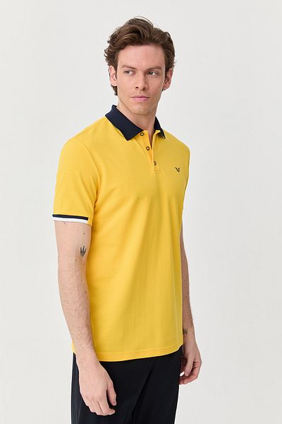 bilcee Men's Dark Yellow Cotton Polo Collar Short Sleeve T-Shirt 9710