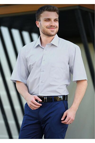 Kuraff Giyim Чоловіча класична сорочка з коротким рукавом, з однією кишенею, з тканини дакрон