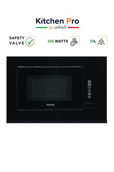 kitchen Pro Built-in Microwave with Grill - 20 Liters - 8 Programs - 5 Functions - Black