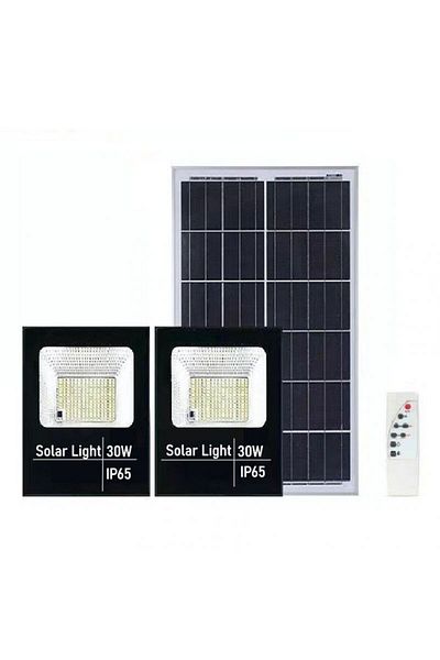 eMazing Set of 2 Solar Projectors, eMazing, 200 LEDs, 30W, Remote, Solar Panel, 13x13.5 cm, Black, ABS
