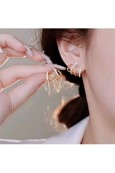Ervalina Zircon Stone, Gold Color Steel Ghost Earrings – Ervalina Women's Accessory
