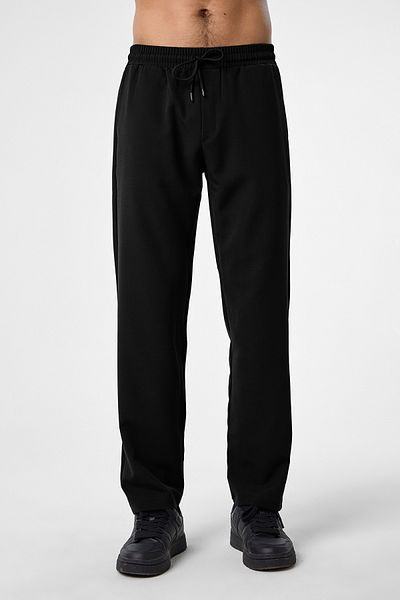 bilcee Men's Black Technical Fabric Loose Casual Pants 4593