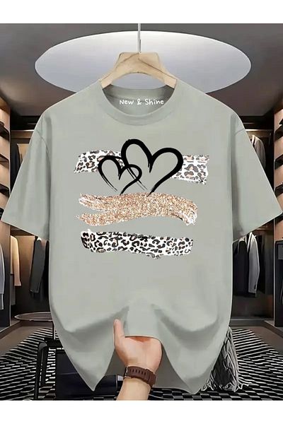 New Shine Μπλουζάκι με στάμπα Hearts Oversize