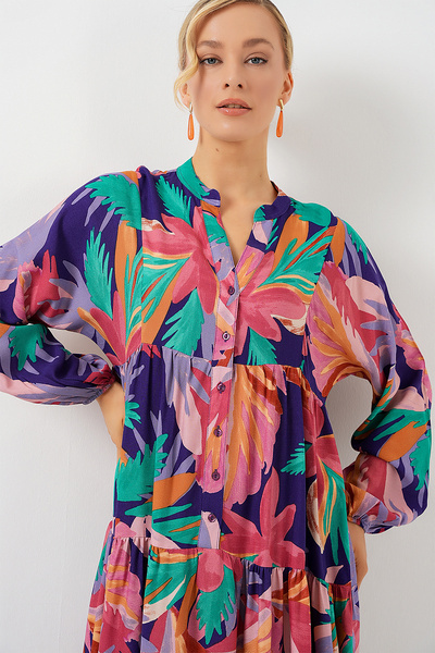 Bigdart 2423 Authentic Patterned Hijab Dress - A.Pudra